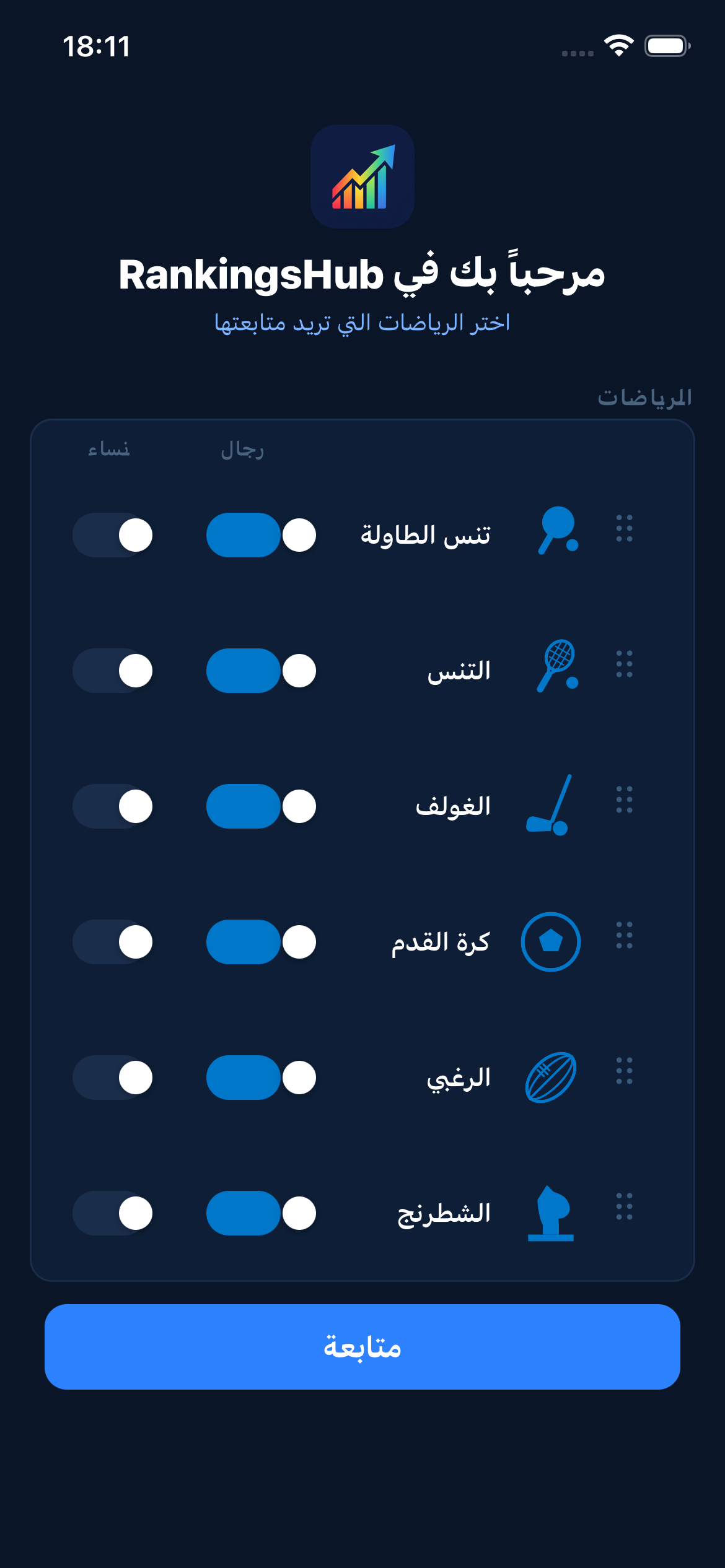 RankingsHub — onboarding