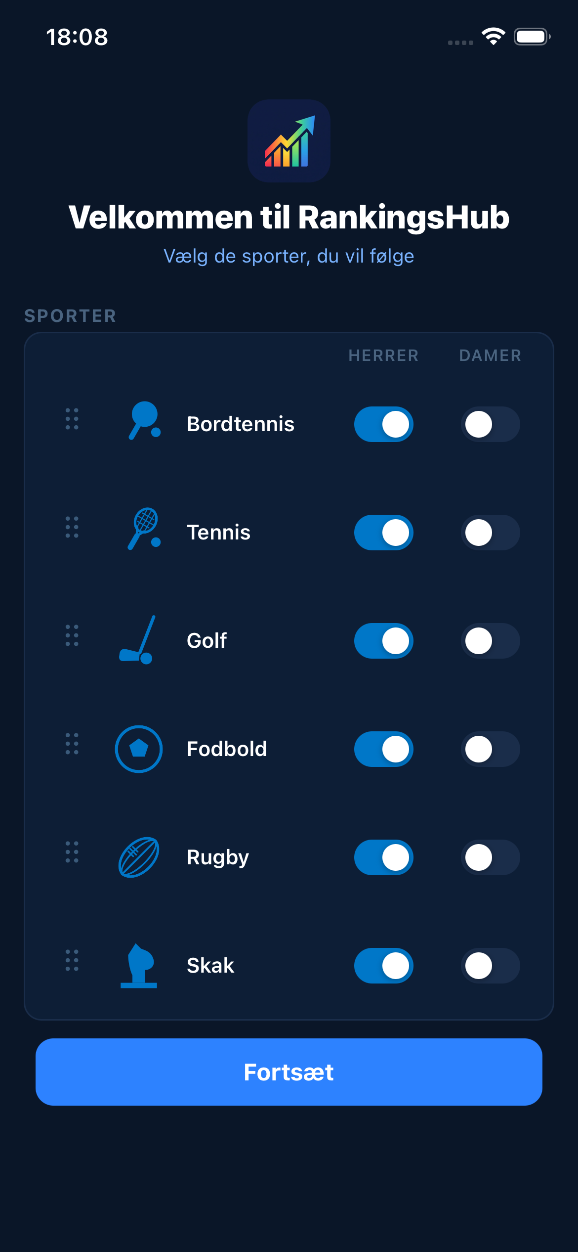 RankingsHub — onboarding