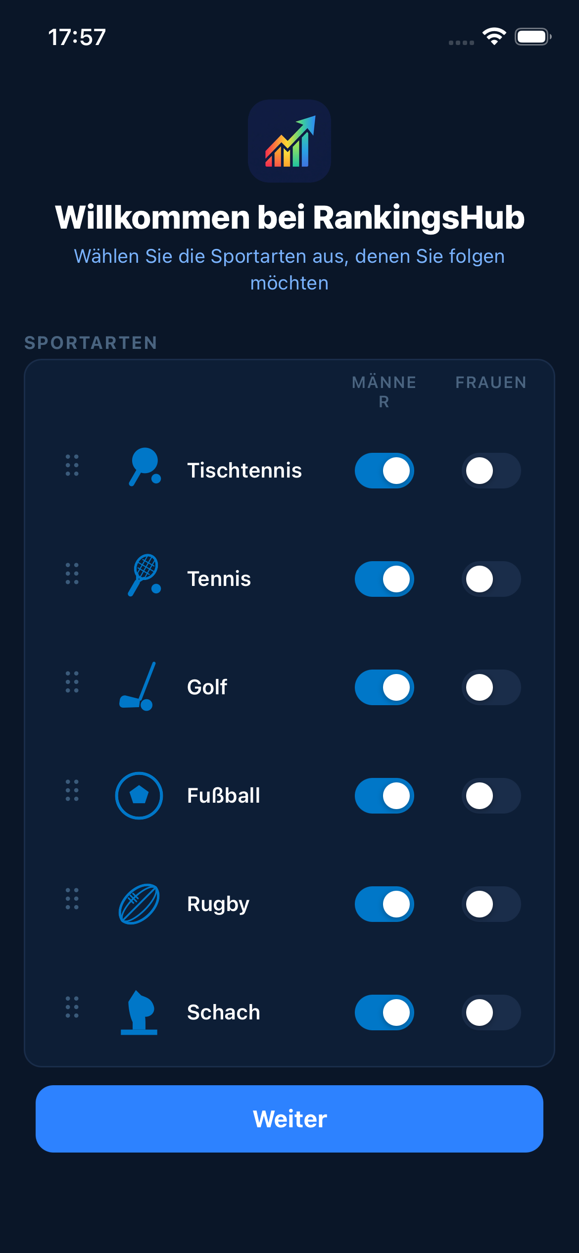 RankingsHub — onboarding