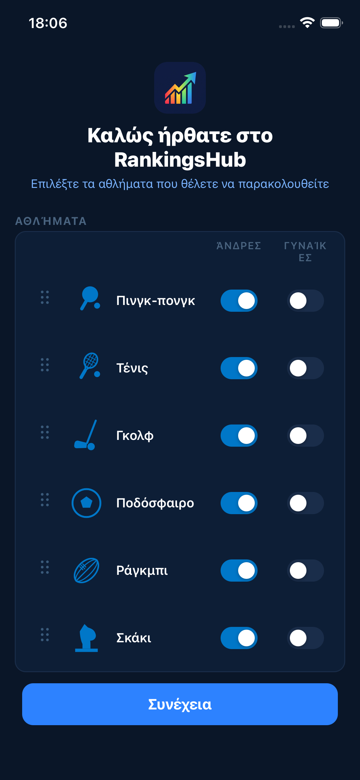 RankingsHub — onboarding