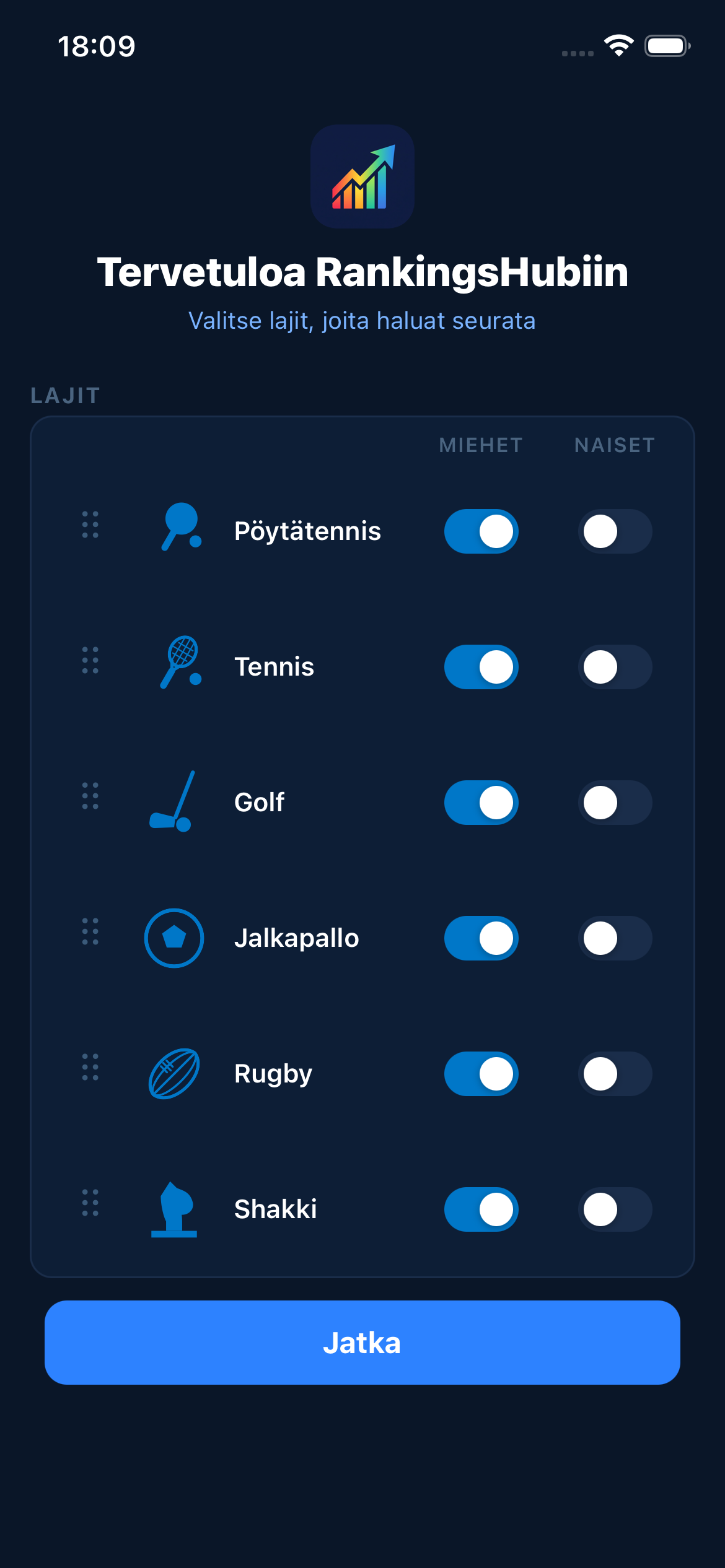 RankingsHub — onboarding