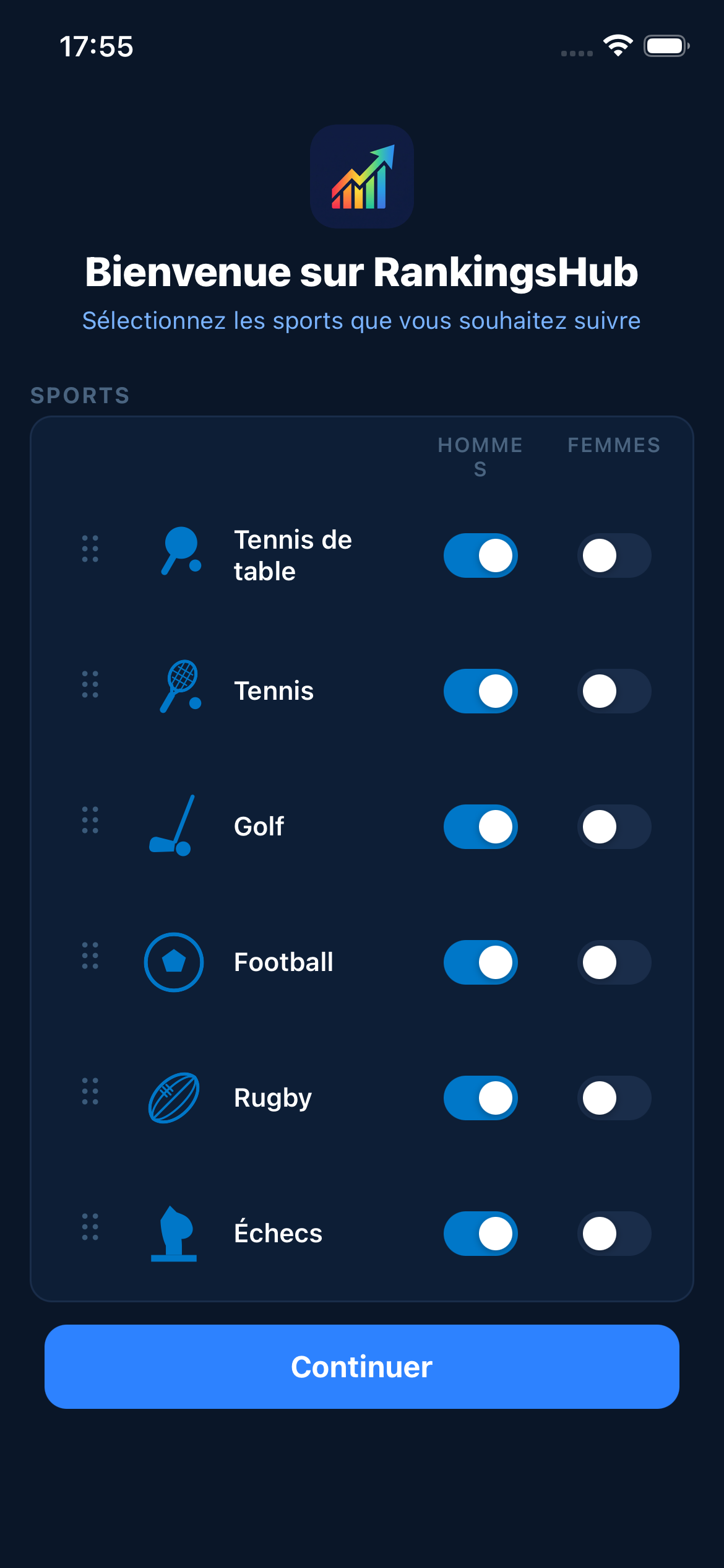 RankingsHub — onboarding