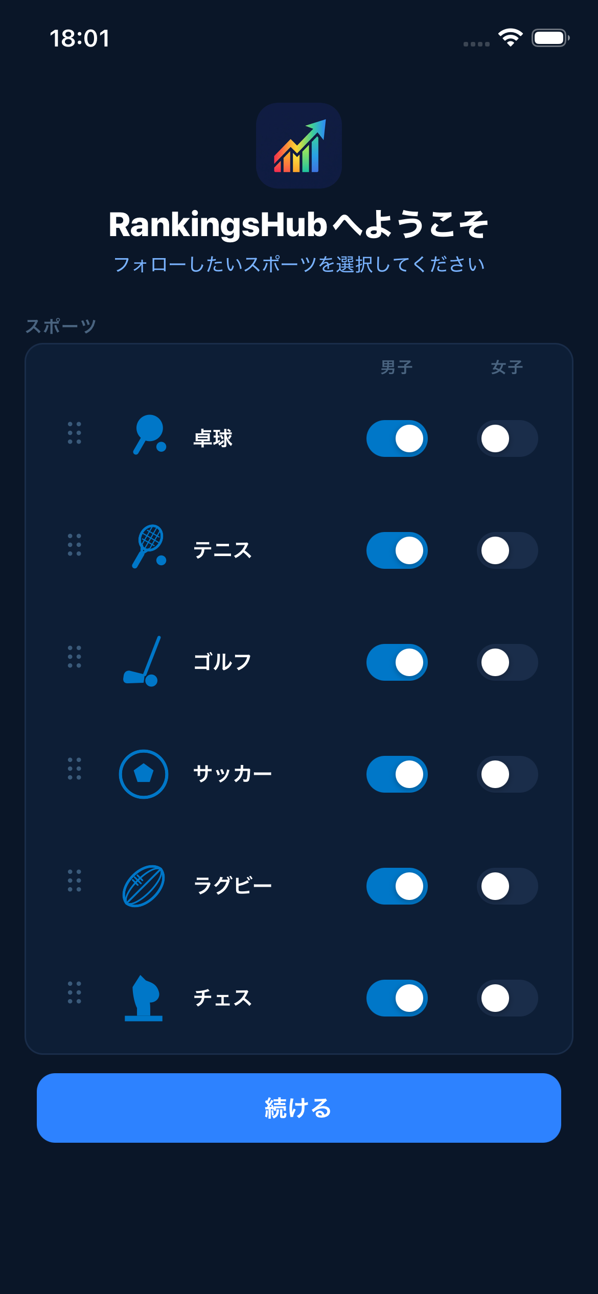RankingsHub — onboarding
