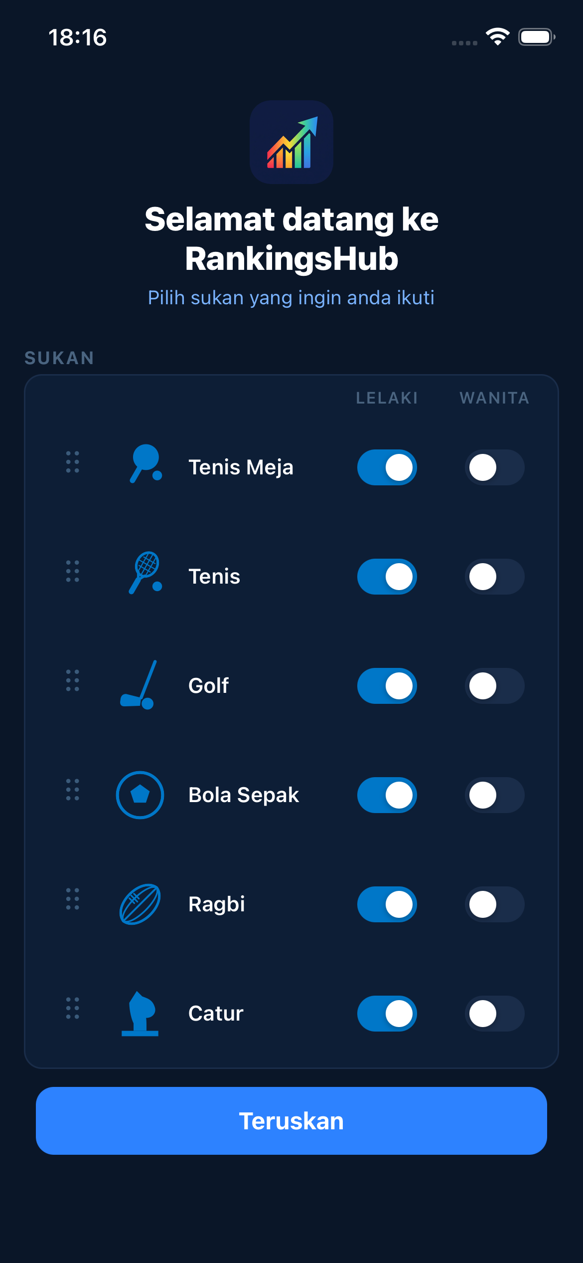 RankingsHub — onboarding