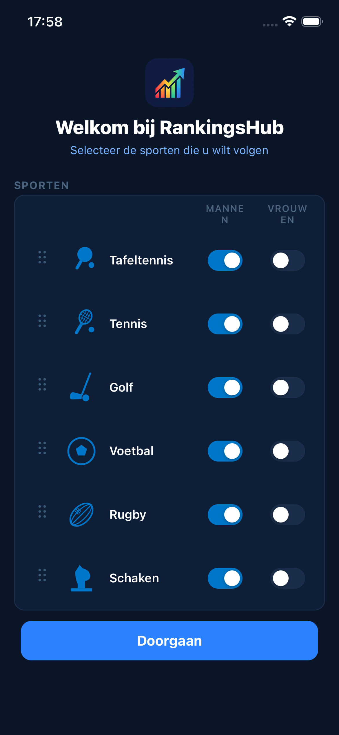 RankingsHub — onboarding