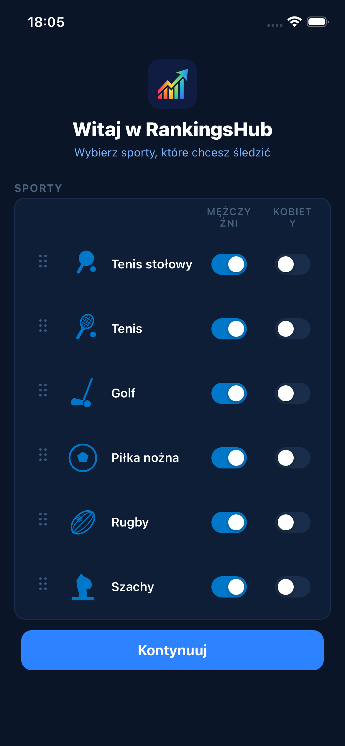 RankingsHub — onboarding