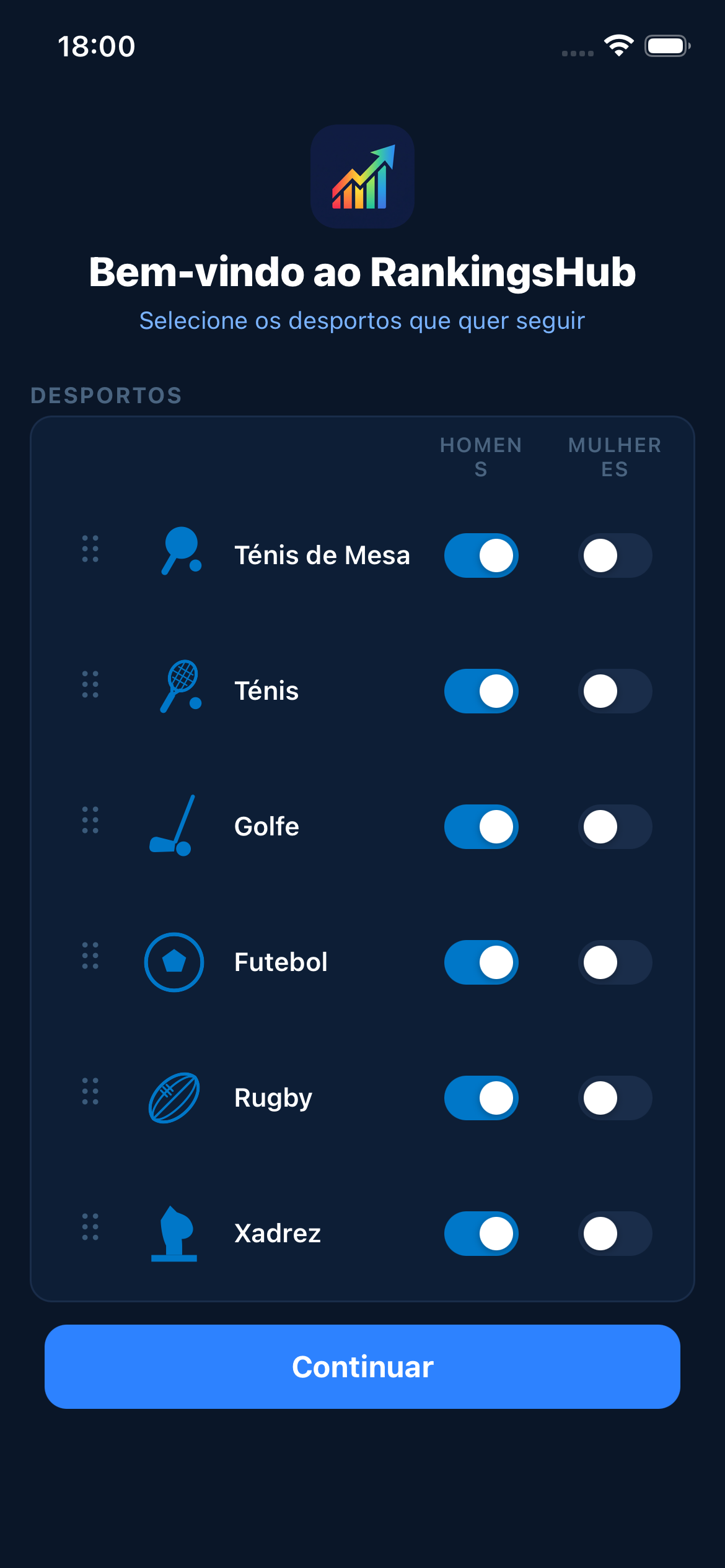 RankingsHub — onboarding