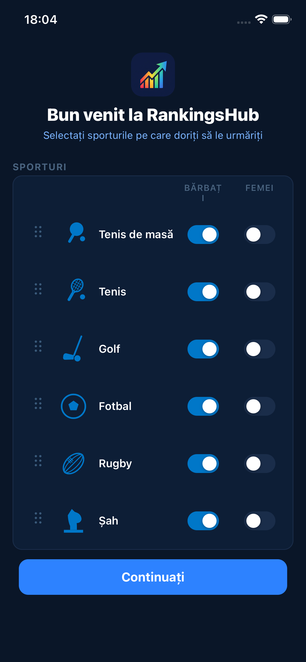 RankingsHub — onboarding