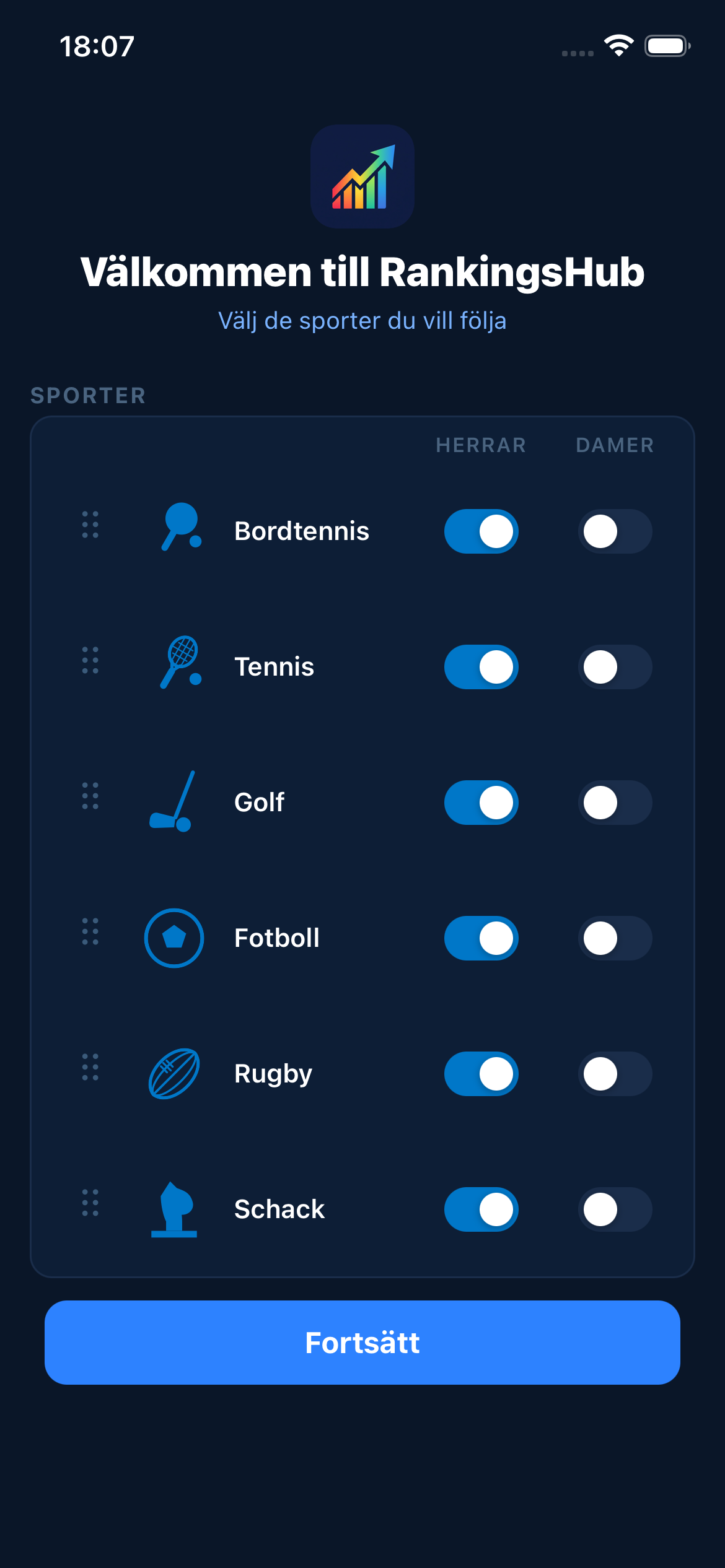 RankingsHub — onboarding