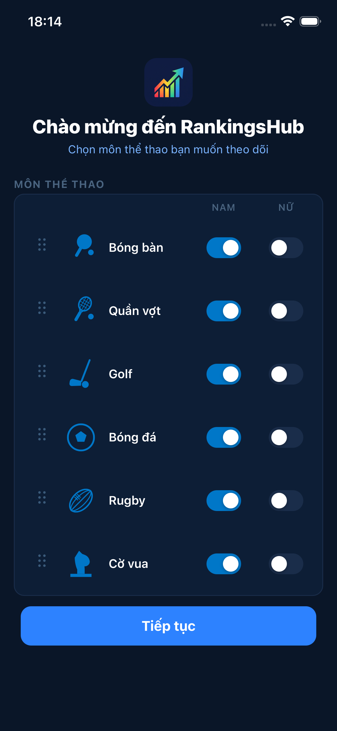 RankingsHub — onboarding